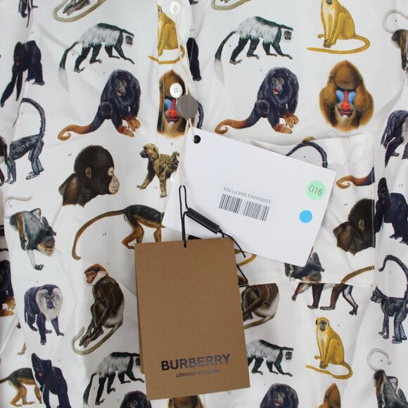 NWT Burberry Monkey Zoo Silk Button Shirt - Picture 7 of 16